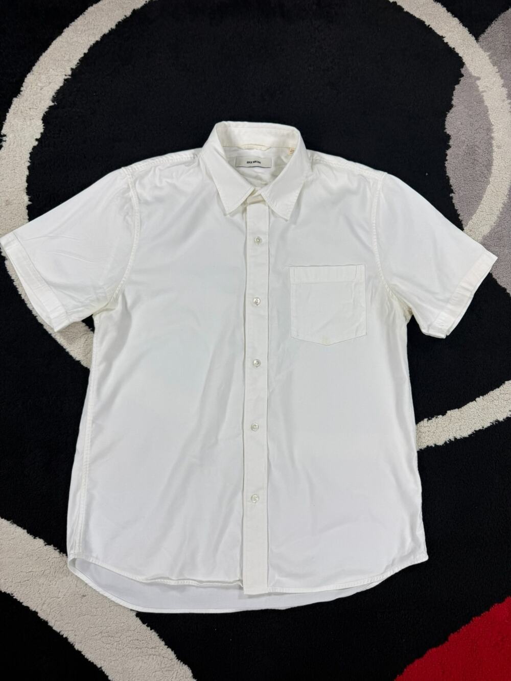 Buck Mason Shirt Mens Large White Short Sleeve Button Up Pocket Casual Cotton
